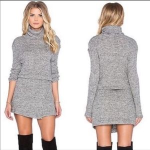 Free people‎ by the fire sweater dress ribbed long sleeve cowl neck gray small
